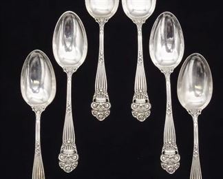 Antique Set 6 Towle Georgian Sterling Silver Teaspoons D. Low Retailers No Monogram