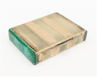 Antique Art Deco Sterling Silver 14K Gold Enamel Udall and Ballou Cigarette Box