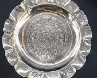 La Joya Vintage Designer Mexico Sterling Silver Aztec Calendar Plate