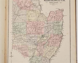Antique Illustrated 1876 Combination Saratoga Springs and Ballston Spa Atlas J.B. Beers Publisher