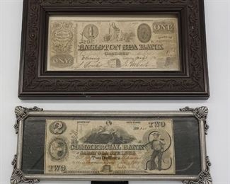 Antique Lot Currency 1860 $2 Commercial Bank of Saratoga Springs, NY, 1844 $1 Ballston Spa Bank 