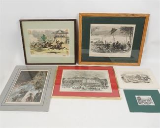 Lot 6 Prints Saratoga Springs NY Congress Spring, Racetrack, US Hotel, Toboggan Hill, Regatta