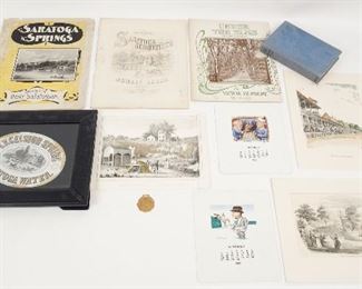 Antique Lot Saratoga Springs NY Horse Racing Prints, Sheet Music, Saratoga Trunk Book