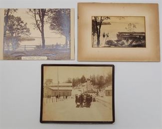 Antique Lot 3 Mounted Albumen Photographs Saratoga Springs, New York, Saratoga Lake