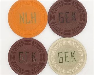 Antique Lot of 4 Saratoga Springs NY Newman's Lake House Casino Gambling Chips