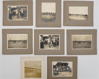 Antique Lot 8 Mounted Albumen Photographs Saratoga Springs, Horses, Racetrack