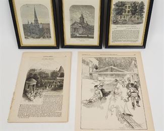 Antique Lot Saratoga Springs, New York Harper's Monthly, Engraved Prints