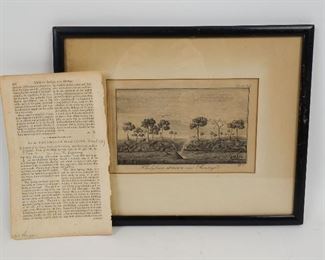 Engraved View of Chalybeate Spring Near Saratoga, New York w Description