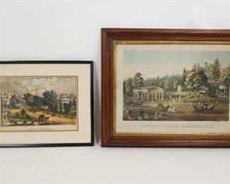 Lot 2 Prints Saratoga Springs NY incl Currier and Ives, Congress Spring