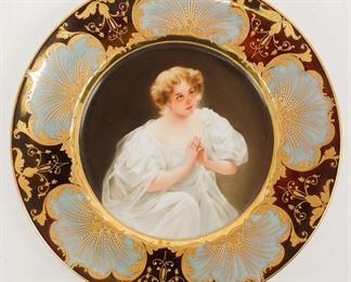 Antique Royal Vienna Porcelain Gilded Portrait Plate "Retend" Signed Wagner