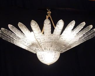 Large Antique French Rene Lalique Chandelier #2275