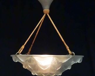 Rene Lalique Gaillon Acanthes 1927 Art Deco Chandelier #2472