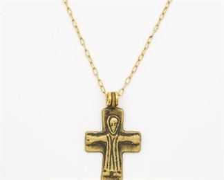 Vintage Gurhan 24K Gold Necklace w Ancient Cross Pendant