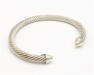 Vintage David Yurman Cable Classics Sterling Silver & 14K Yellow Gold Bracelet