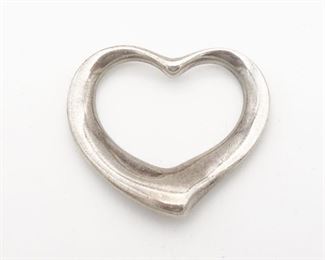 Vintage Tiffany Elsa Peretti Sterling Silver Open Heart Necklace Pendant