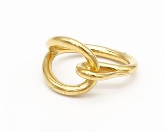 Designer French Hermes Gold Tone Hook Scarf Ring