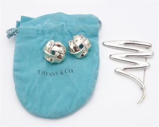 Vintage Tiffany Co Sterling Silver Paloma Picasso Squiggle Pin and  Earrings 