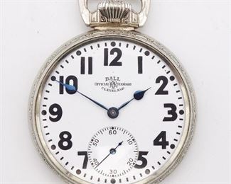Vintage Ball 999P Official Standard 21J Railroad Pocket Watch