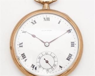 Antique Howard Gold GF 17 Jewel Open Face Pocket Watch