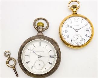 Antique Lot 2 Illinois Pocket Watches incl Gold GF and American Coin Silver Vanderbilt