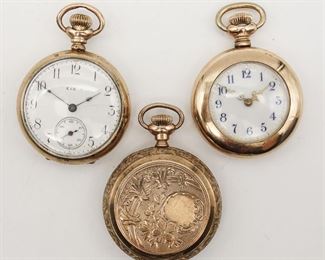 Antique Lot of 3 Gold GF Ladies Pendant Watches incl Elgin and New England Watch Co