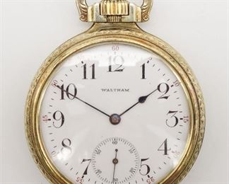 Antique 1901 Waltham Vanguard Railroad 23 Jewel Gold Filled Open Face Pocket Watch