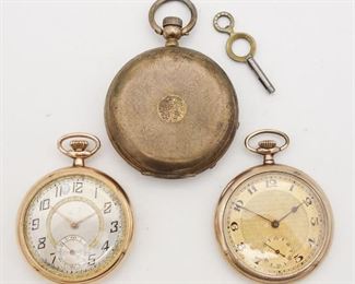 Antique Lot of 3 Swiss Gold GF Pocket Watches incl Hunter and Open Face