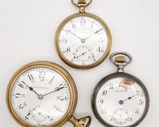 Antique Lot 3 Open Face Pocket Watches incl Gold GF Seth Thomas, Midland, Sterling Silver Buckmaster