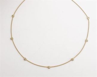 Designer Paul Morelli 18K Gold Cable Diamond Station Choker Necklace