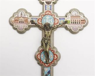 Antique Early 20c Italian Roman Micromosic Crucifix