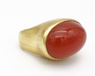 Vintage 18K Gold Ippolita Carnelian Cabochon Ring Size 4.5