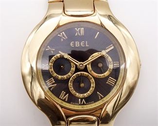 Ebel Lichine Swiss 18K Gold Black Dial Automatic Wristwatch 