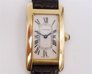 Vintage Cartier 18K Gold Ladies Tank Wristwatch
