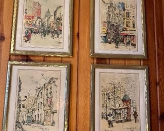 Framed etchings