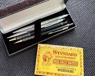 Cross pens, stampers