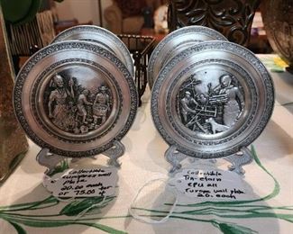 Collection of pewter plates