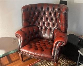 Leather wingback chair