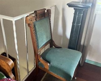 Antique Carved & inlaid side chair
