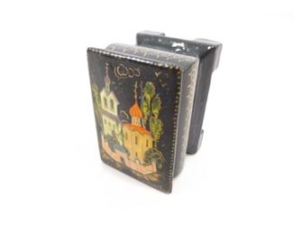 AUTHENTIC Antique Hand Painted Miniature Russian Lacquer Box
