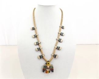 AUTHENTIC 1930's Depression Era Native American Santo Domingo Thunderbird Necklace
