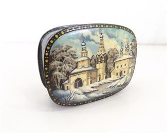AUTHENTIC Antique Hand Painted Miniature Russian Lacquer Box
