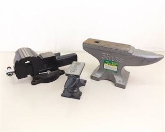 Blacksmiths Anvil and Vise Lot
