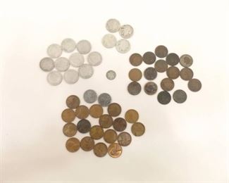 Lot of Antique US 3 Cent Piece, Indian Head Pennies, Liberty Nickels, etc...
