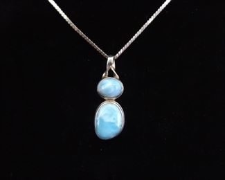 .925 Sterling Silver Larimar Pendant Necklace
