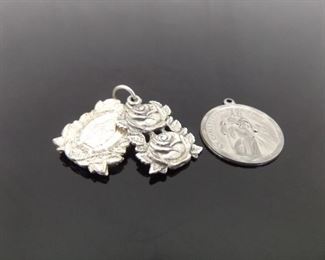 .925 Sterling Silver St. Christopher and Mother Mary Pendants
