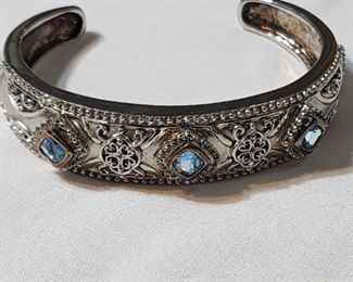 Sterling and Blue Topaz Cuff Bracelet