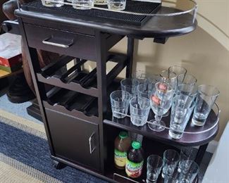 Small Rolling Bar/Glasses & Sharker included.