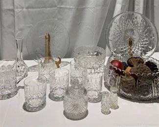 14pcs of Crystal Including Etched Double Old Fashioned Glasses