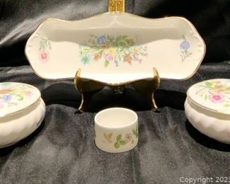 4pcs Fina Bona China Including Aynsley Wild Tudor and a Small Wedgewood Dish