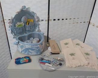 4 Finger Tip Towels and a Heart Shaped Vintage Sewing Kit